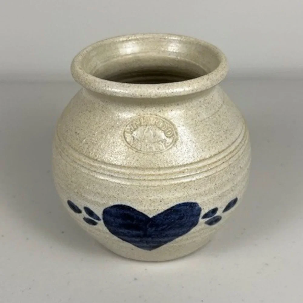 Pinewood Valley Pottery Salt Glaze Stoneware Heart‎ Vase Cobalt Blue 4.5 Inch
